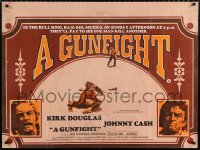 7y079 GUNFIGHT British quad 1971 pay to see Kirk Douglas and Johnny Cash try to kill each other!