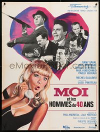 7y846 ME & THE FORTY YEAR OLD MAN French 23x31 1965 Dany Saval, cool Charles Rau artwork!