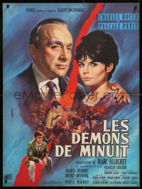 7y847 MIDNIGHT FOLLY French 22x30 1961 Jean Mascii art of Charles Boyer & Pascale Petit!