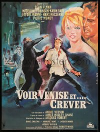 7y849 MISSION TO VENICE French 23x30 1964 Andre Versini, great Allard artwork of cast!