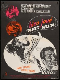 7y854 MURDERERS' ROW French 23x31 1966 art of spy Dean Martin as Matt Helm & sexy Ann-Margret!