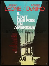 7y858 ONCE UPON A TIME IN AMERICA French 23x31 1984 directed by Sergio Leone, cool Hurel art!
