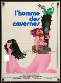 7y921 CAVEMAN French 16x21 1981 wacky art of prehistoric Ringo Starr & sexy Barbara Bach!