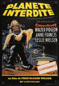7y933 FORBIDDEN PLANET French 16x24 R2006 classic art of Robby the Robot carrying sexy Anne Francis!