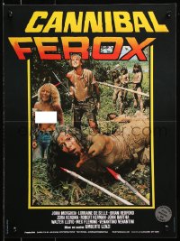 7y947 MAKE THEM DIE SLOWLY French 16x21 1982 Umberto Lenzi's Cannibal Ferox, different gory images!