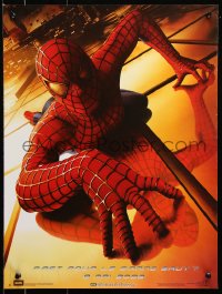 7y970 SPIDER-MAN teaser French 16x21 2002 Tobey Maguire climbing up wall, Sam Raimi, Marvel!