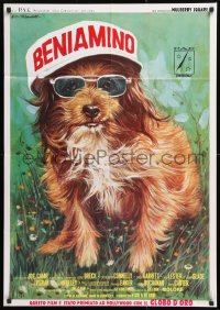 7y642 BENJI Italian 1sh 1975 Joe Camp classic dog movie, different art of the dog wearing hat!