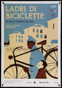 7y643 BICYCLE THIEF Italian 1sh R2019 Vittorio De Sica's classic Ladri di biciclette, Ayestaran art!