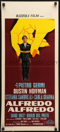7y655 ALFREDO ALFREDO Italian locandina 1973 wacky Ciriello art of Dustin Hoffman, red style!
