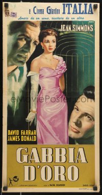 7y670 CAGE OF GOLD Italian locandina 1951 Jean Simmons is blackmailed & accused of bigamy, Manno!