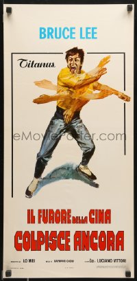7y684 FISTS OF FURY Italian locandina 1973 great Bruce Lee action kung fu art!