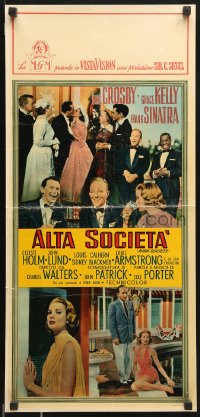 7y690 HIGH SOCIETY Italian locandina 1957 Sinatra, Bing Crosby, Kelly & Armstrong, ultra-rare!