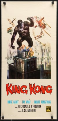 7y697 KING KONG Italian locandina R1973 different Casaro art of the giant ape with sexy Fay Wray!