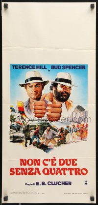 7y711 NOT TWO BUT FOUR Italian locandina 1984 Casaro art of Terence Hill & Bud Spencer!