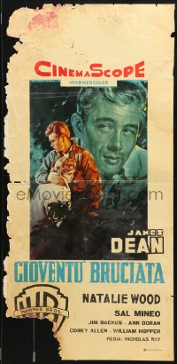 7y721 REBEL WITHOUT A CAUSE Italian locandina R1960 James Dean, different art by Luigi Martinati!