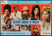 7y757 YESTERDAY, TODAY & TOMORROW Italian 27x38 pbusta 1963 sexy Sophia Loren, Mastroianni, rare!