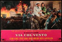 7y764 GONE WITH THE WIND Italian 18x27 pbusta R1960s Gable & Leigh on wagon by wounded soldiers!
