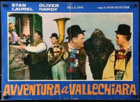 7y771 SWISS MISS Italian 19x26 pbusta R1960s Stan Laurel & Oliver Hardy, wacky ape, Hal Roach!