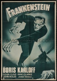 7y059 FRANKENSTEIN Spanish R1970s fantastic artwork of Boris Karloff as the monster!