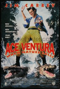 7z476 ACE VENTURA WHEN NATURE CALLS DS 1sh 1995 wacky Jim Carrey on crocodiles by John Alvin!