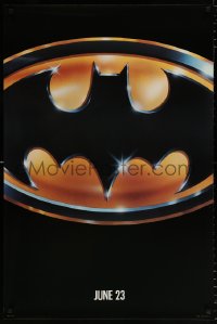7z508 BATMAN teaser 1sh 1989 directed by Tim Burton, cool image of Bat logo, glossy finish!