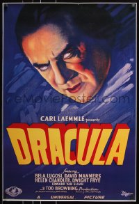 7z198 DRACULA 27x40 commercial poster 1999 Tod Browning, Bela Lugosi, same art as 1931 one-sheet!