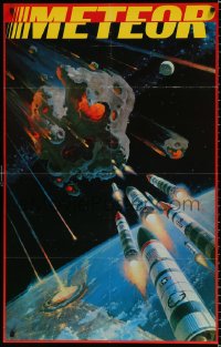 7z396 METEOR 27x42 special poster 1979 Connery, Wood, cool sci-fi artwork by Bob McCall!