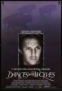 7z572 DANCES WITH WOLVES 1sh 1990 Kevin Costner directs & stars, image of buffalo!