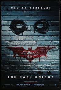 7z575 DARK KNIGHT teaser 1sh 2008 why so serious? graffiti image of the Joker's face, IMAX version!
