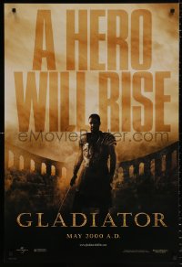 7z638 GLADIATOR teaser DS 1sh 2000 a hero will rise, Russell Crowe, directed by Ridley Scott!