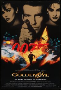 7z650 GOLDENEYE DS 1sh 1995 cast image of Pierce Brosnan as Bond, Isabella Scorupco, Famke Janssen!