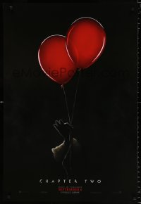 7z697 IT CHAPTER TWO teaser DS 1sh 2019 King, creepy image of Pennywise holding two red balloons!