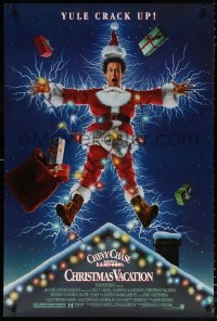 7z786 NATIONAL LAMPOON'S CHRISTMAS VACATION DS 1sh 1989 Consani art of Chevy Chase, yule crack up!