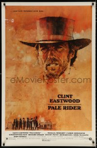 7z802 PALE RIDER 1sh 1985 great artwork of cowboy Clint Eastwood by C. Michael Dudash!
