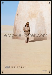 7z814 PHANTOM MENACE int'l Spanish language teaser DS 1sh 1999 Star Wars Episode I, Vader shadow!