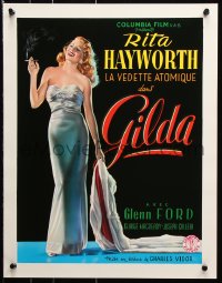 7z159 GILDA 15x20 REPRO poster 1990s sexy smoking Rita Hayworth full-length in sheath dress