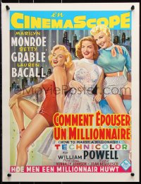 7z160 HOW TO MARRY A MILLIONAIRE 15x20 REPRO poster 1990s Marilyn Monroe, Grable & Bacall!