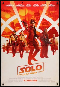 7z880 SOLO int'l advance DS 1sh 2018 A Star Wars Story, Howard, classic title, orange style!