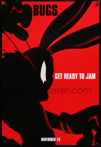 7z886 SPACE JAM teaser DS 1sh 1996 basketball, cool silhouette artwork of Bugs Bunny!
