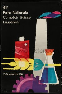 7z133 41E FOIRE NATIONALE COMPTOIR SUISSE LAUSANNE 26x39 Swiss art exhibition 1960 cog & more!