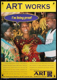 7z323 ART WORKS 17x23 Kenyan special poster 1990s HIV/AIDS educational, she's living proof!
