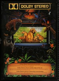 7z344 DOLBY DIGITAL 26x36 special poster 1990 artwork of jungle animals in theater!