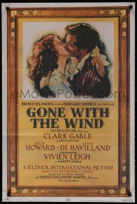 7z267 GONE WITH THE WIND 22x35 music poster R1983 romantic art of Clark Gable & Vivien Leigh!