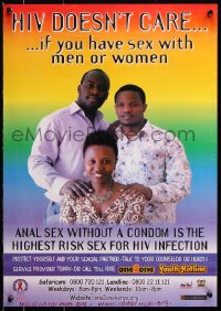 7z379 HIV DOESN'T CARE 17x24 Kenyan special poster 1990s AIDS, who you have sex with!