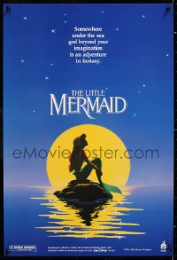 7z389 LITTLE MERMAID 18x26 special poster 1989 Ariel in moonlight, Disney underwater cartoon!