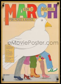 7z394 MARCH FOR PEACE & JUSTICE 18x24 special poster 1982 wild art by Seymour Chwast!