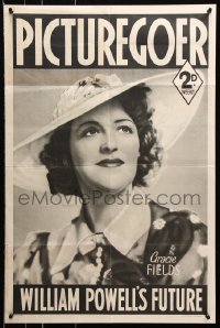 7z417 PICTUREGOER Gracie Fields style 20x30 English special poster 1938 great close-up portrait!
