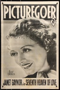 7z420 PICTUREGOER Janet Gaynor style 20x30 English special poster 1938 great close-up portrait!