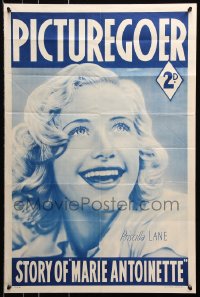 7z422 PICTUREGOER Priscilla Lane style 20x30 English special poster 1938 great close-up portrait!