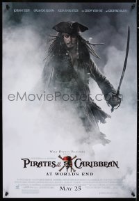 7z423 PIRATES OF THE CARIBBEAN: AT WORLD'S END 2-sided 19x27 special poster 2007 Johnny Depp & cast